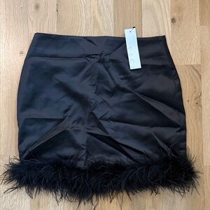 Vici Elegant Black Feather Mini Skirt